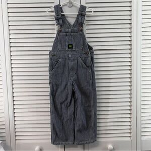 John Deere size 5 kids Blue and White hickory Striped Overalls